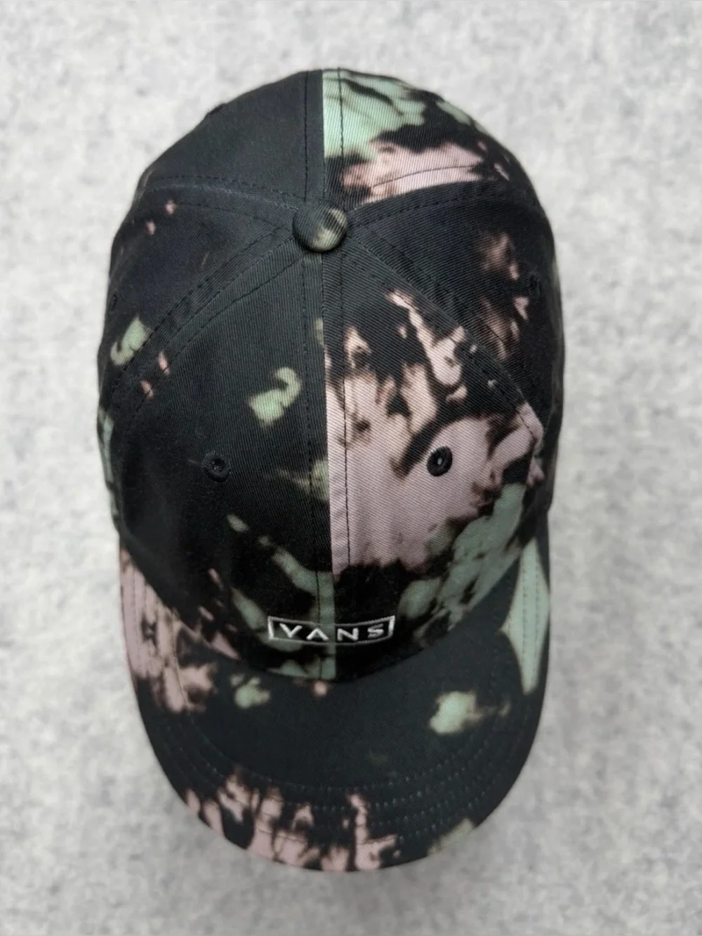Vans Off The Wall Bleach Tie Dye Strapback Hat Adjustable Baseball Cap Black